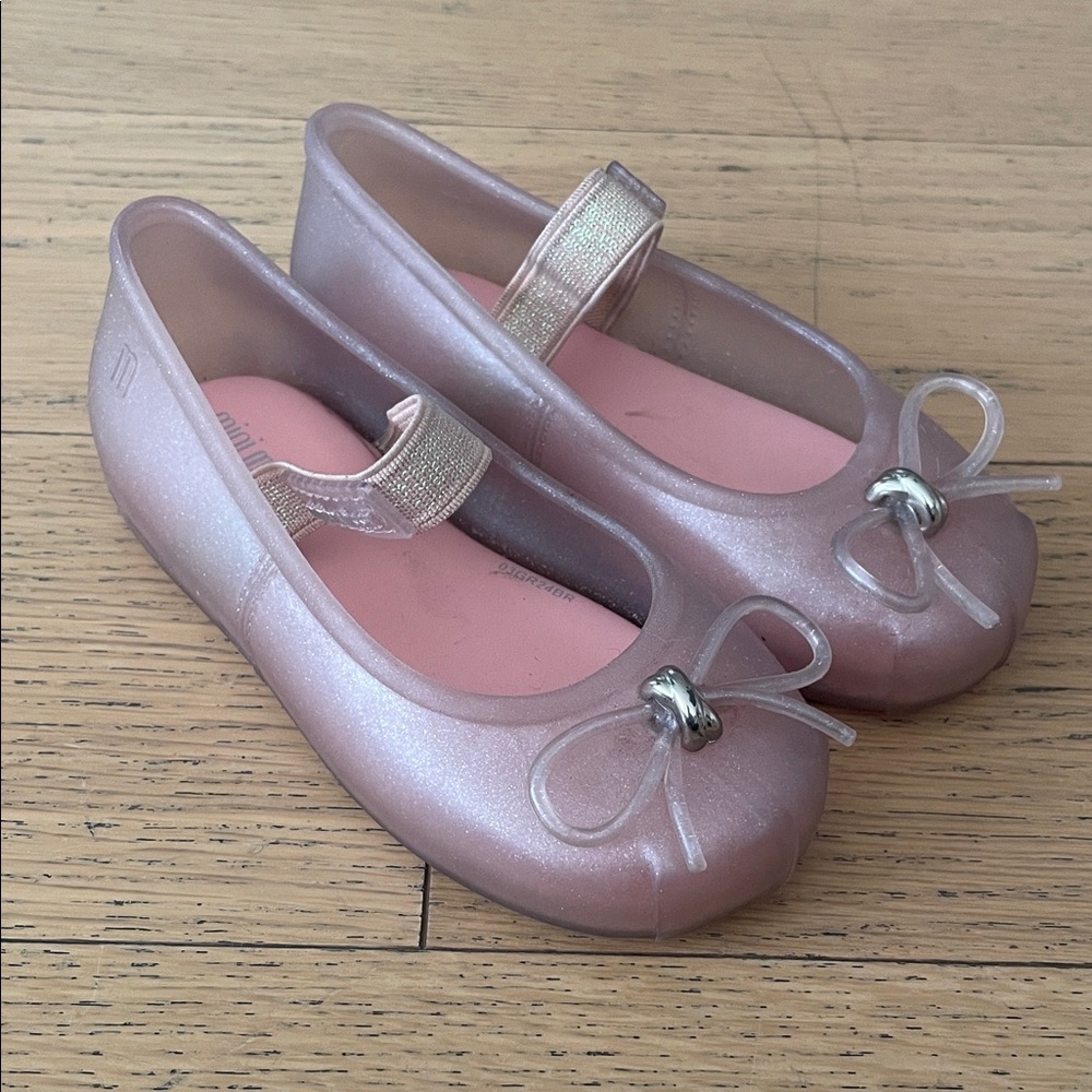 Mini Melissa Toddler Shimmer Pink Mary Jane Rubber Flats Sz 9!